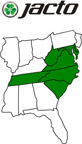 Map of Jacto covering West Virginia, Virginia, Maryland, North Carolina, South Carolina, Tennessee