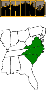 Map of Rhino covering Virginia, North Carolina, South Carolina