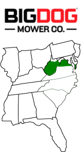 Map of Big Dog Mower Company covering West Virginia and Northern Virginia